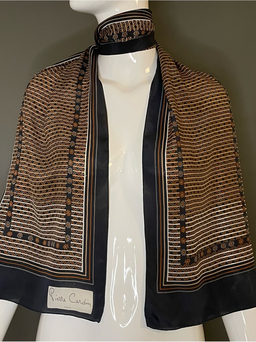 Vintage Pierre Cardin Extra Long Silk Scarf 11 x 62 Excellent Condition